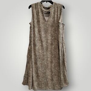 Cato Sleeveless Taupe Leopard Print Shift Dress Sz 26/28